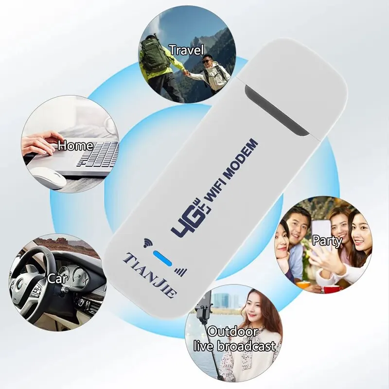 TIANJIE 150Mbps 4G WIFI Router USB Wireless Modem CAT4 Qualcomm Chipset Dongle Car Adapter With Sim Card Slot for IP Camera