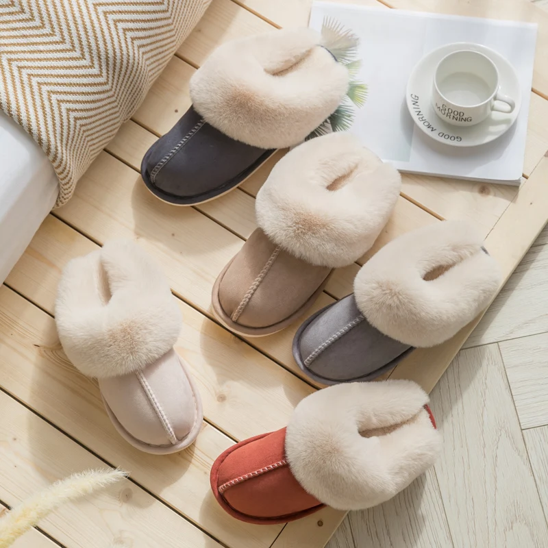 Chinelos de algodão de veludo para casa de outono e inverno, casa quente de casal, chinelos antiderrapantes de sola grossa interna para homens e mulheres