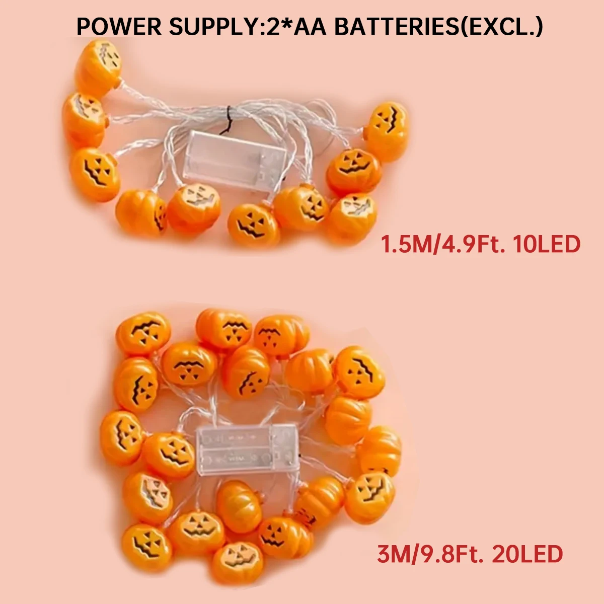 1 ชิ้น 10/20 LED 3D ฟักทอง String Light บรรยากาศฮาโลวีนโคมไฟตกแต่งแบตเตอรี่ขับเคลื่อนสําหรับห้องนอนหน้าแรก Party เทศกาลตกแต่ง