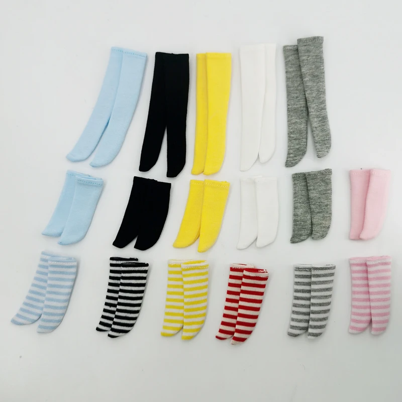 Calcetines para muñeca Blythe, calcetines negros, blancos y rosas de color caramelo para muñeca Ob24 Ob22 Azone, medias largas