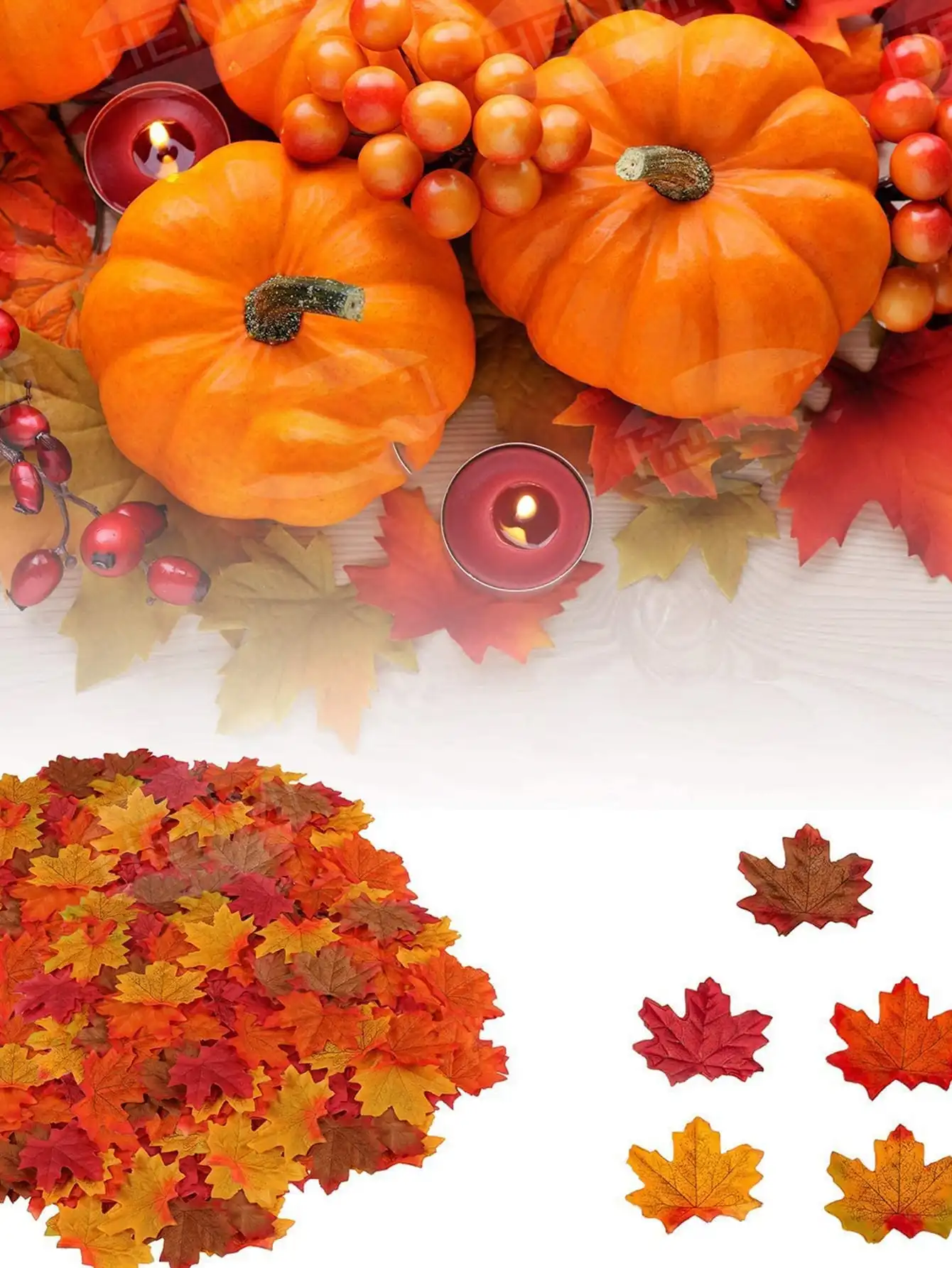 Hoja de arce de seda de alta calidad, decoración de escena de fiesta, Festival de Halloween, florero para el hogar, mesa, álbum de recortes de boda, plantas artificiales