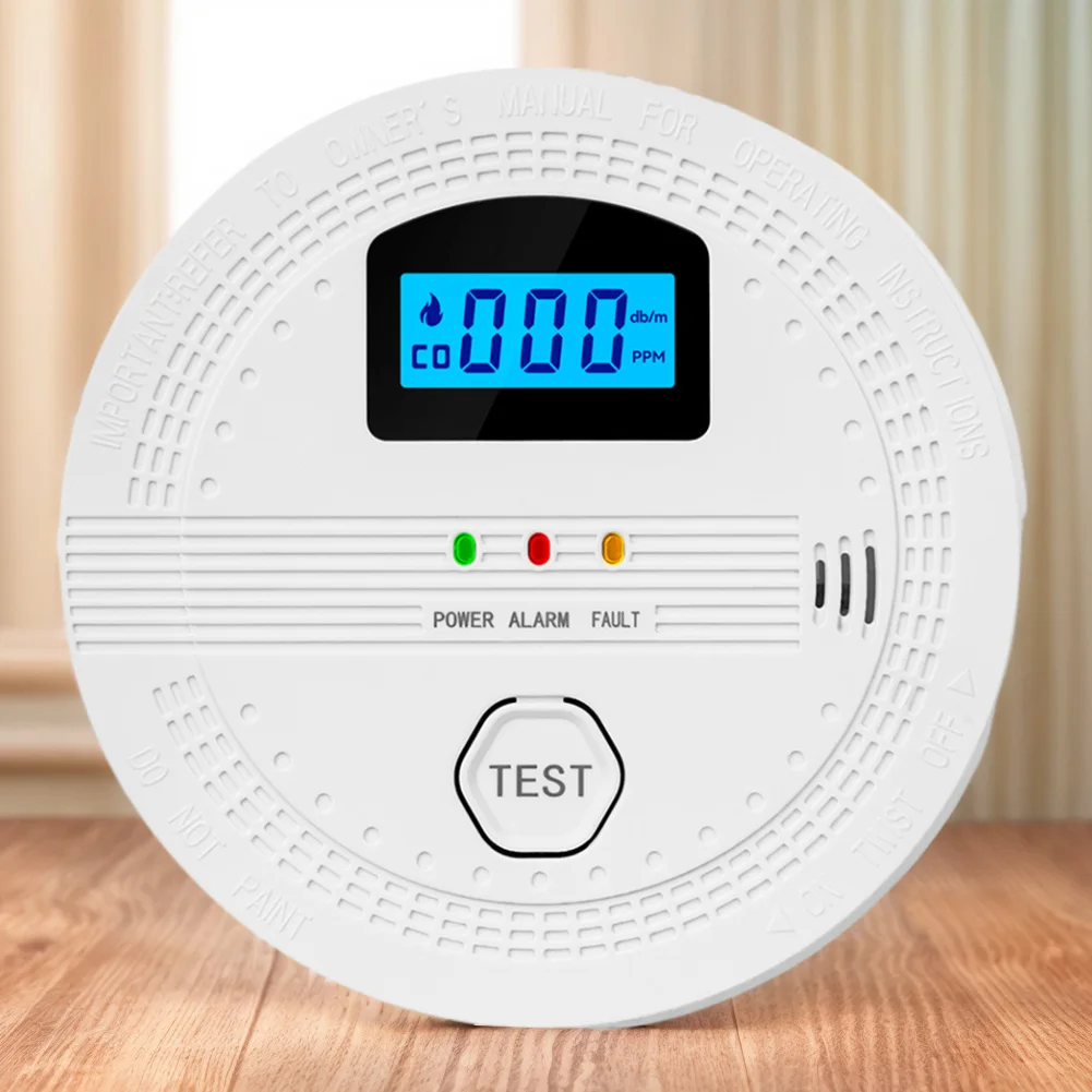 2-in-1 CO and Smoke Detector LCD Digital Display Carbon Monoxide Detector Sound Warning & LED Portable Fire Co Alarm