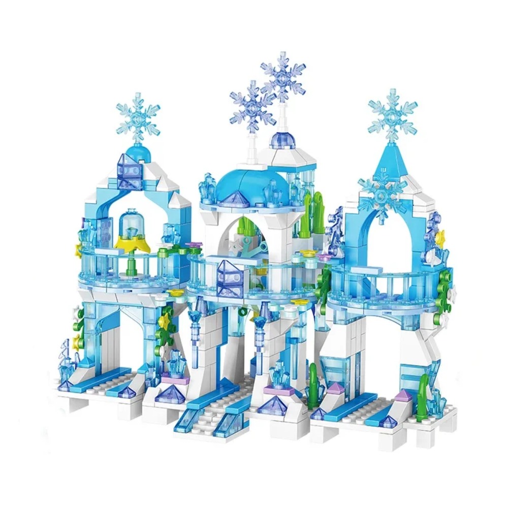 Ensemble de blocs de construction de figurines classiques pour filles, château de glace de luxe, briques de films, maison de terrain de jeu, jouet de princesse d'amis, cadeau de bricolage