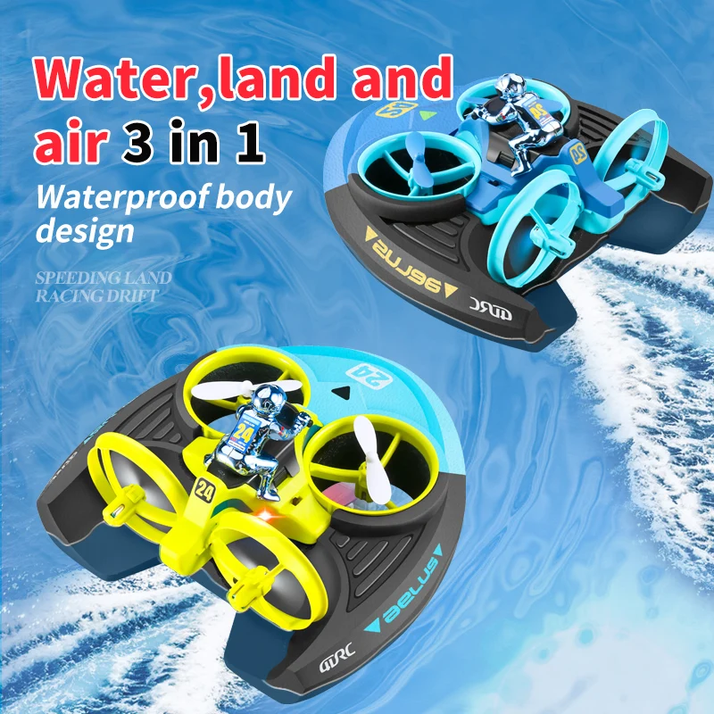 4DRC ミニ RC ドローン高度保持ヘッドレスモード 3 で 1 海陸空飛行 2.4 グラムリモコン Quadcopter ボート RC ヘリコプターのおもちゃ