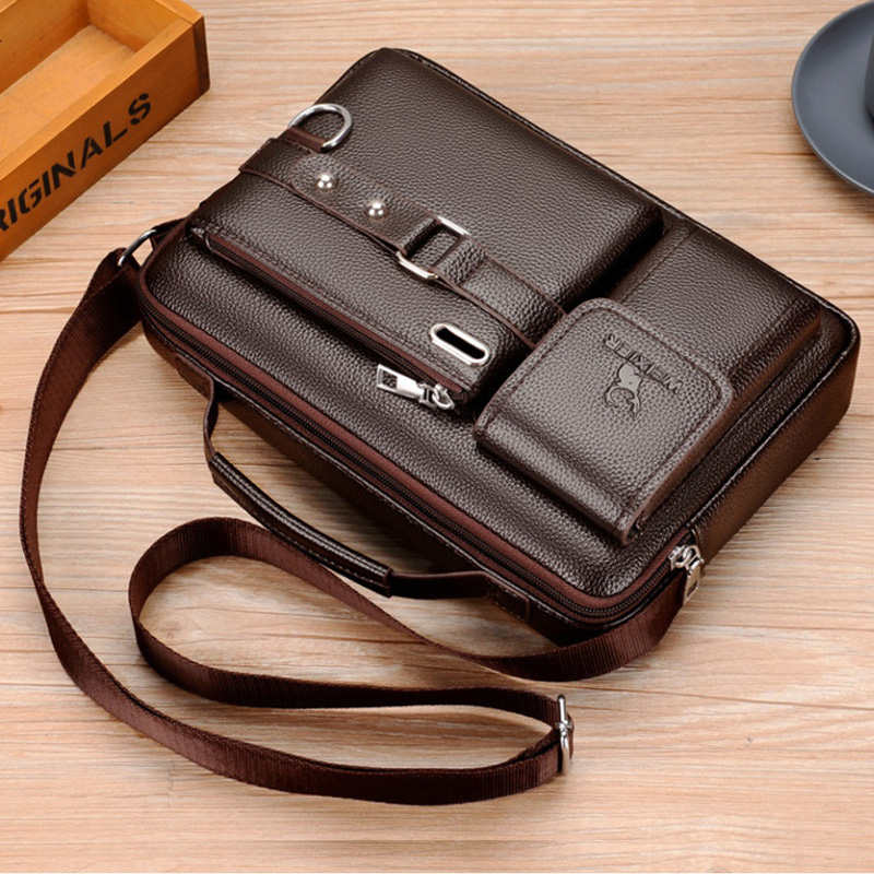 Bolso de hombro de piel sintética para hombre: se adapta a iPad de 10,4", bandolera de negocios y bolso cruzado de moda para el trabajo y los viajes