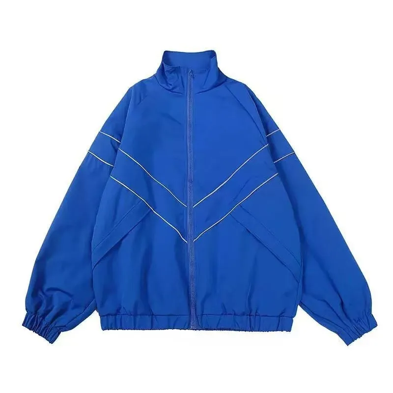 Chaqueta universitaria de Hip Hop para hombre, abrigos cortavientos negros de Color Patchwork de calle alta, chaquetas universitarias finas de moda para primavera y otoño para mujer