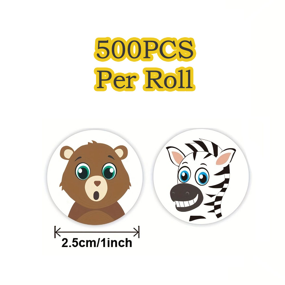 500 pces/rolo dos desenhos animados animais recompensa adesivos 2.5cm/1.0in diy decoração perfeito para aprender jogos notebook almofada geladeira presente selo etiquetas