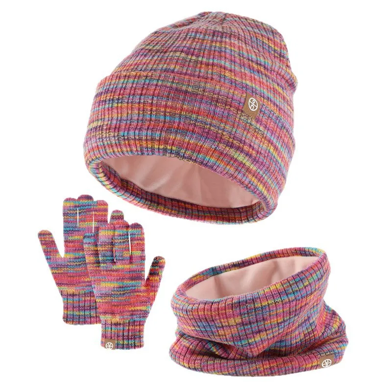 2025 Guanti lavorati a maglia per bambini caldi Cappelli Sciarpe Set da 3 pezzi Cappelli caldi invernali per esterni Set da tre pezzi Regali all'ingrosso