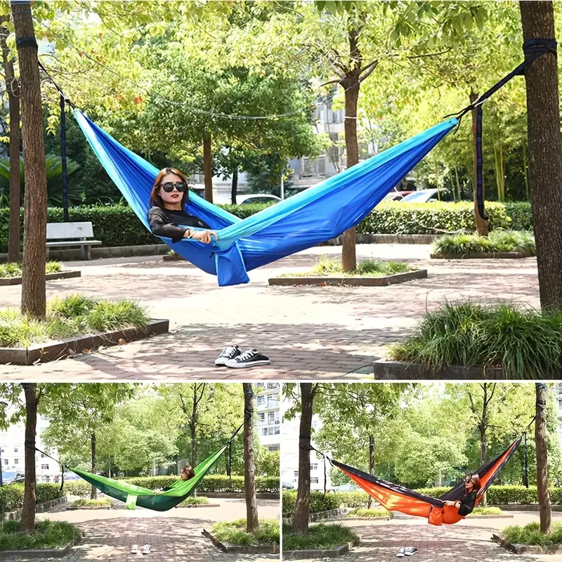 Outdoor Lightweight Nylon Camping Hammock with Hanging Straps Perfect for Backpacking Travel Beach Yard and Garden
