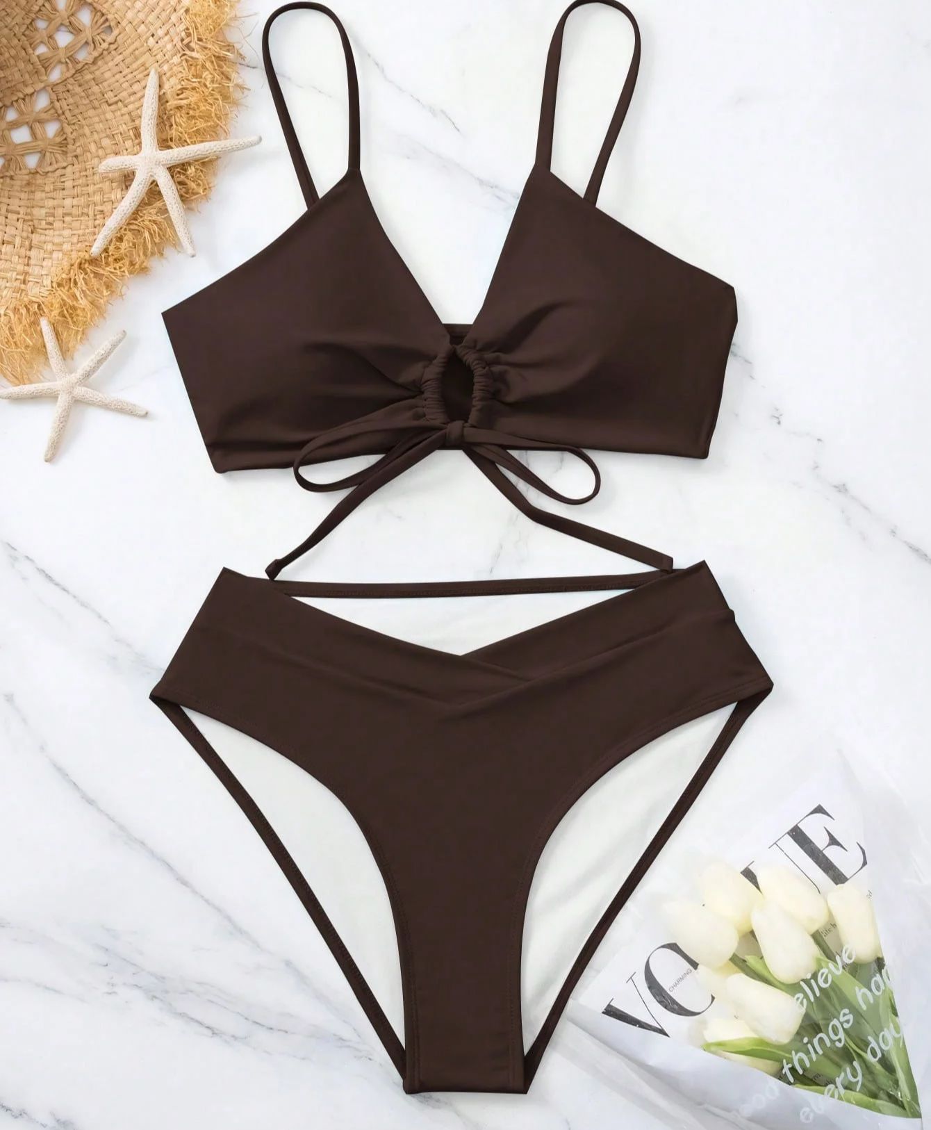 Сексуальный женский пляжный комплект бикини со средней талией