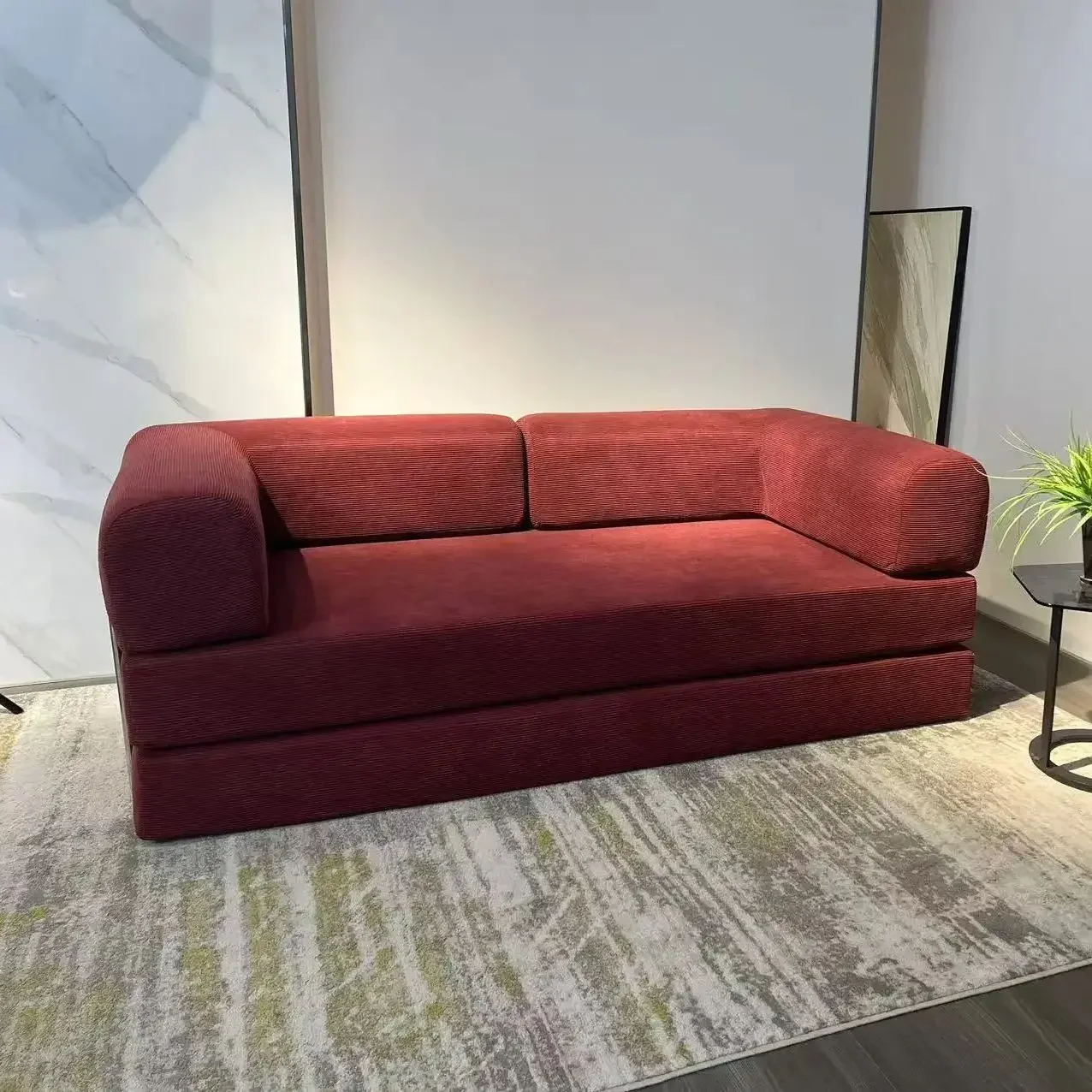 150cm Modern Style Air Compression Fabric Flannel Deformable Modular Couch for Living Room Sectional Composable Teddy Sofa Bed
