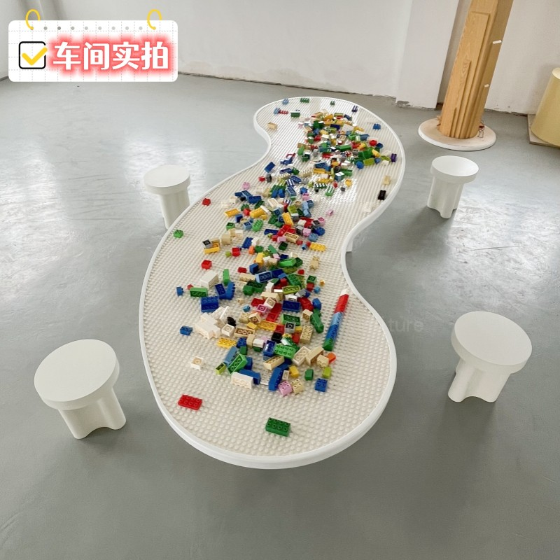 Juego de muebles de madera para niños, mesa de juguete, bloques de construcción