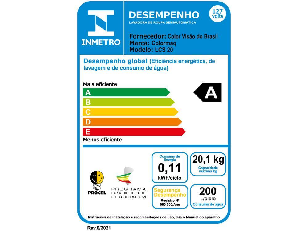 Tanquinho Colormaq 20Kg LCS 20 - 110V
