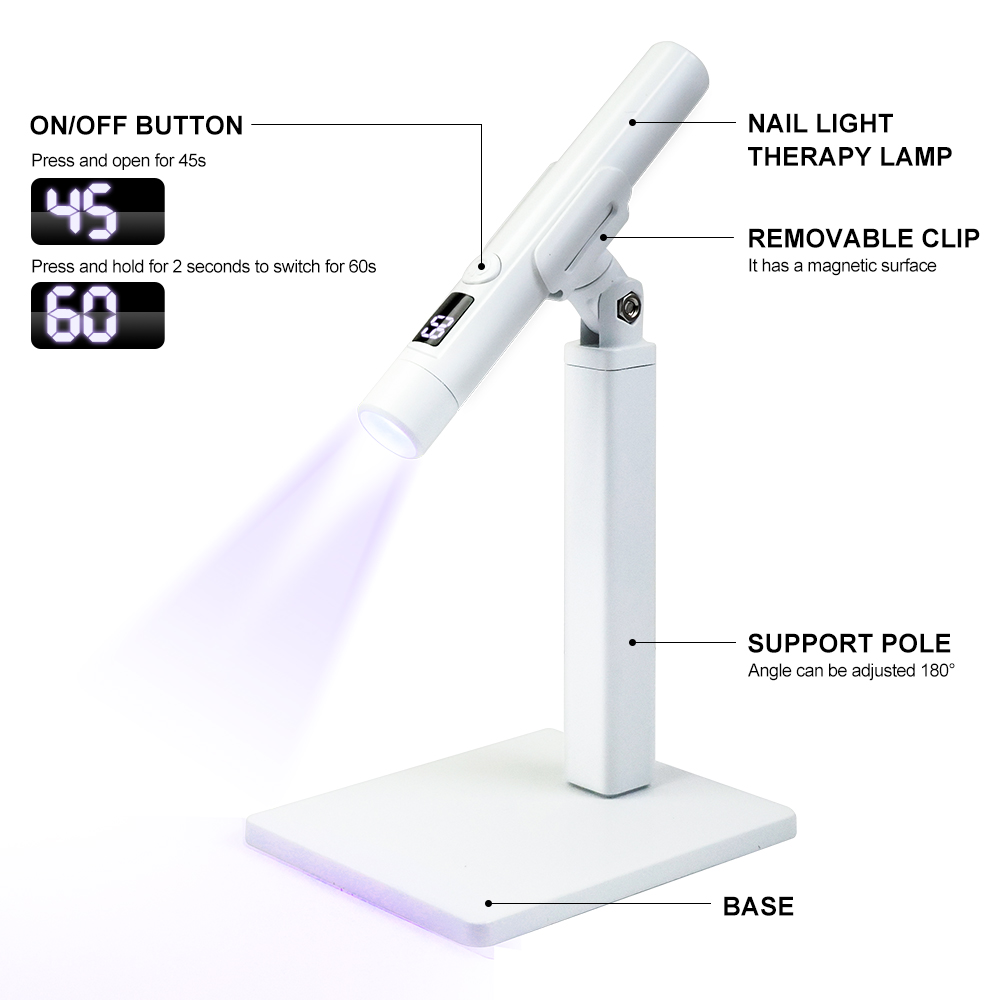 Lampada da scrivania professionale a LED UV per unghie con display Mini lampada UV portatile ricaricabile per essiccatore per unghie per unghie rimovibile