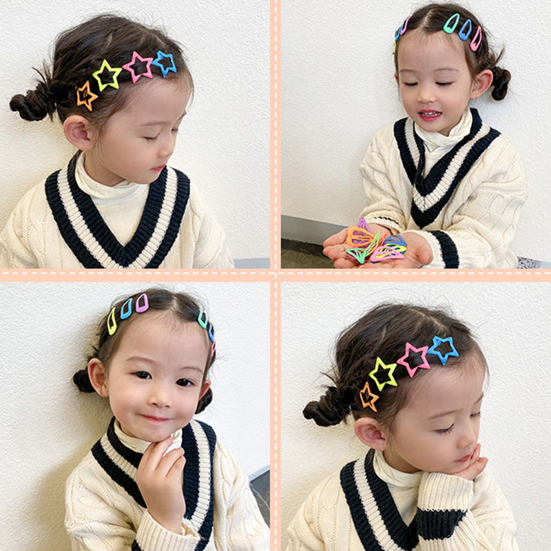 10 ชิ้น/เซ็ตน่ารักสีสัน Star Waterdrop รูปร่างคลิปผมสําหรับสาวเด็กน่ารักตกแต่งผม Hairpins เด็กอุปกรณ์เสริมผม