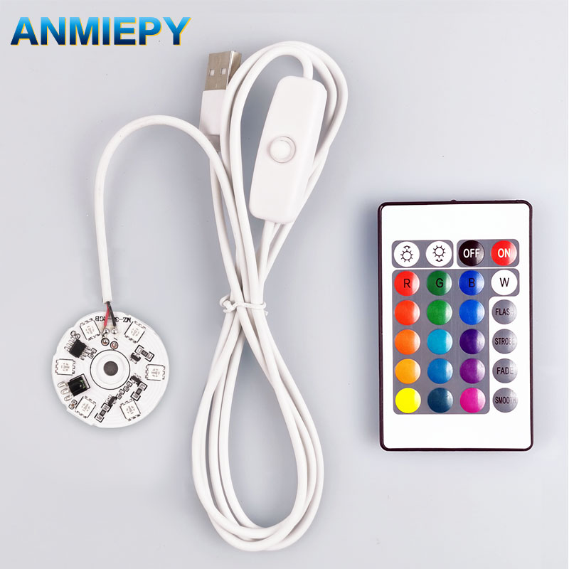 Eingang DC5V Niederspannungs-LED-RGB-Lichtplatine mit buntem Farbverlauf und 1/1,5 Meter schwarzes oder weißes USB-Kabel und Fernbedienung