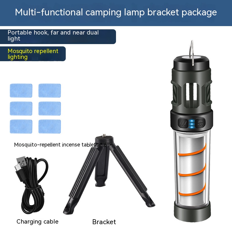 Multifunktions-Camping-Mückenlampe, wiederaufladbar, tragbar, LED-Taschenlampe, Außenbeleuchtung, Mückenschutz-Licht mit Stativ