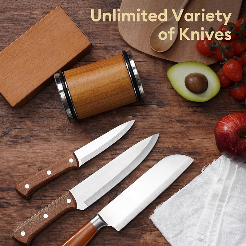 Rolling Knife Sharpener for Straight Edge, Knife Sharpener Kit with 15 & 20° Degree Magnetic Angle for Kitchen Knives Whetstone