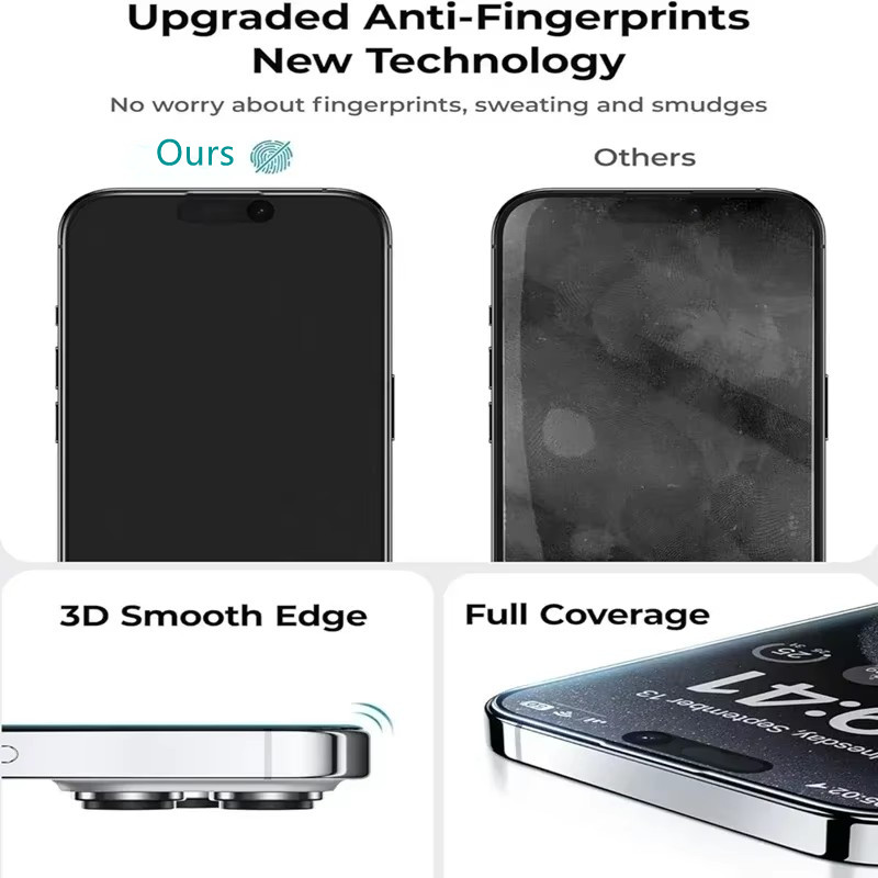 3Pcs Oleophobic Coating Dust Free Installation Screen Protector for IPhone 13 14 11 12 15 16 Pro Max 15 Plus XR 17 Matte Glass