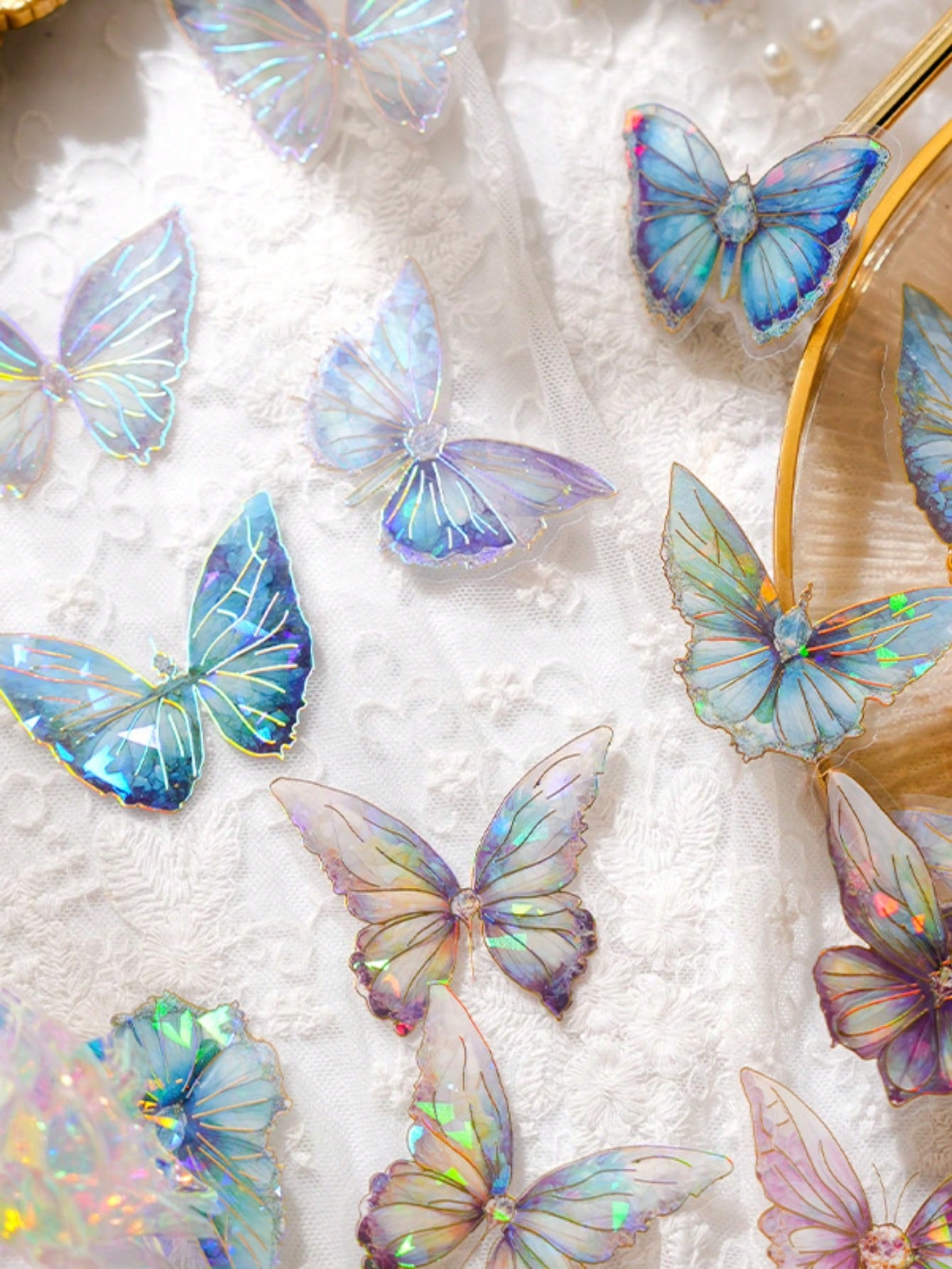 1 pack/20 pieces pink crystal butterfly three-dimensional butterfly handbook DIY decorative sticker garbage diary