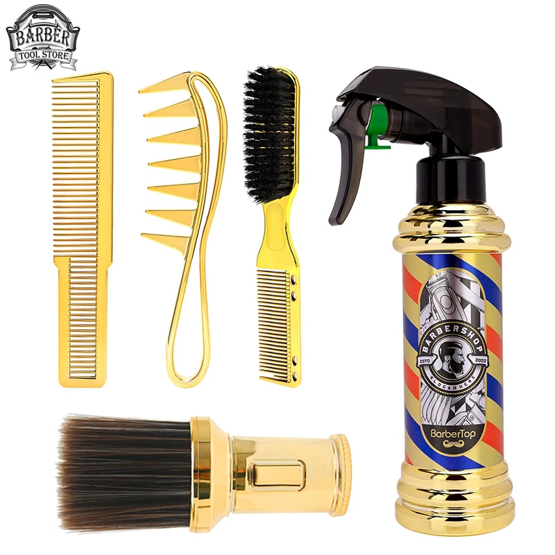 5pcs Hairdressing Supplies Set Barber Spray Bottles Comb Brush Tools Salon Hairdresser Haircut Tools Pro Barbershop Accessories