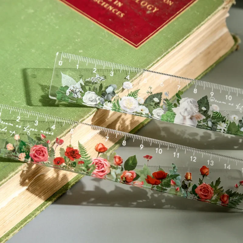 15Cm Cúc Hoa Hồng Thước Sinh Viên Hoa Cai Trị Đa Năng DIY Dụng Cụ Vẽ Đo Dụng Cụ Học Văn Phòng Vẽ Cung Cấp