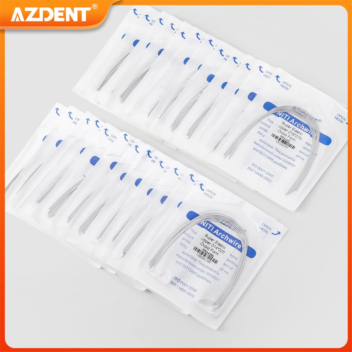 10PCS/Pack AZDENT Dental Orthodontic NITI Round Rectangular Arch Wires Super Elastic Ovoid Form Upper Lower