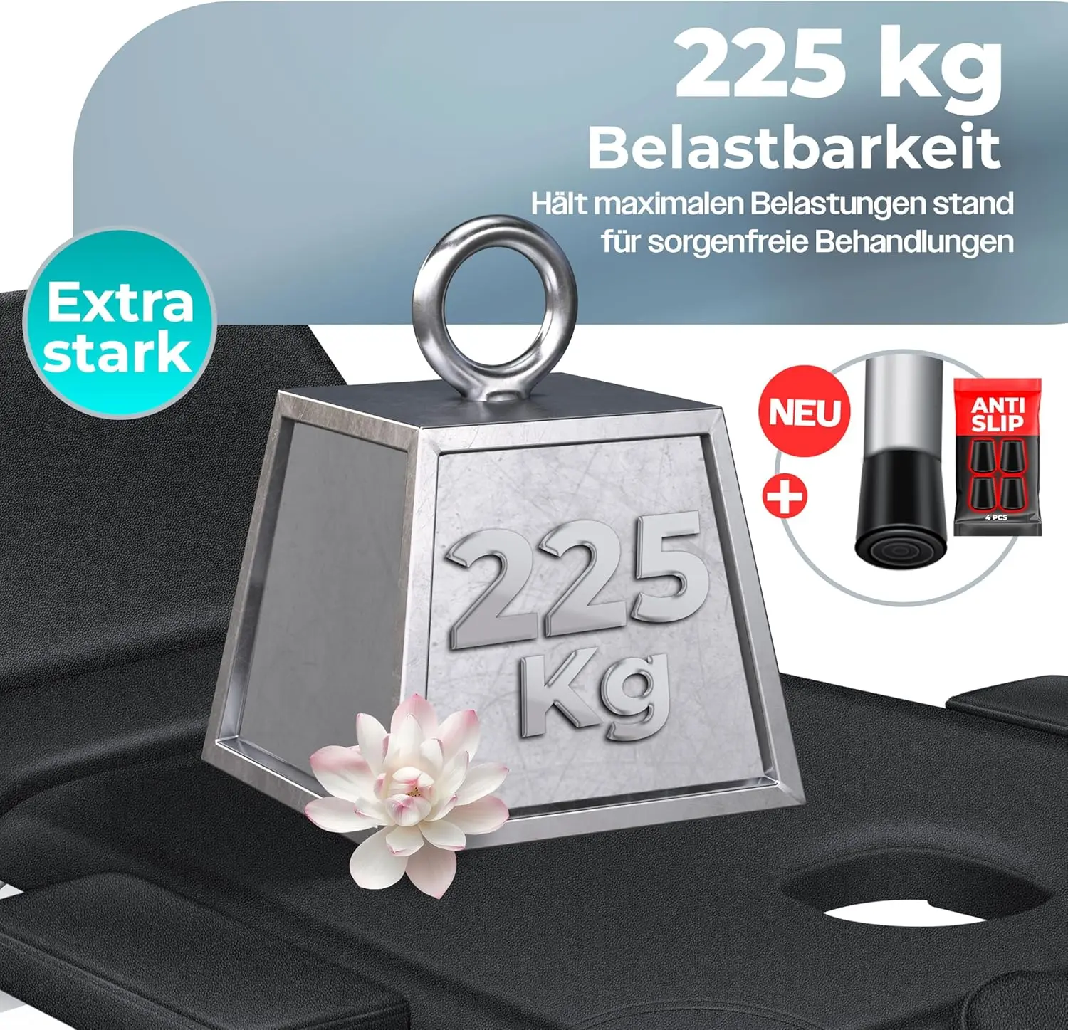 Mobile Massage Table klappbar & height adjustable 3-Zonen Massage Bed Massage Table Kosmetikliege Breit Therapyeliege Alumi