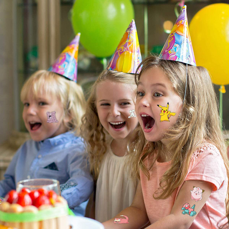 3PCS Pokemon สติ๊กเกอร์รอยสักชั่วคราวเด็ก Pikachu สติกเกอร์การ์ตูนตลกเด็กผู้หญิงวันเกิดคริสต์มาสของขวัญรางวัลของเล่น