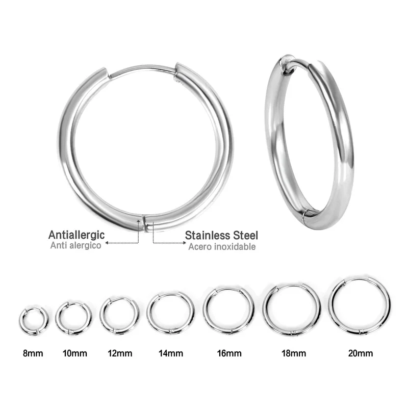 1 쌍 스테인레스 스틸 후프 귀걸이 여성 남성 골드 컬러 작은 귀걸이 소녀 쥬얼리 Pendientes Mujer Aretes 연골 피어싱