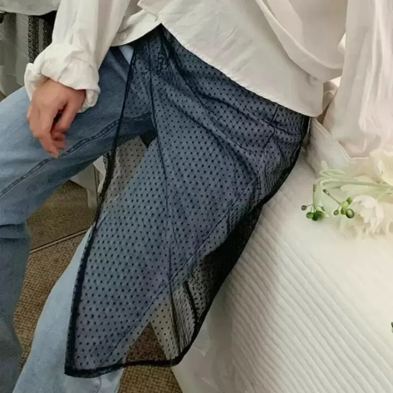Kant Gelaagde Gaas Rok Met Vastbinden Vrouwen Vintage Strik Print Doorzichtige Kanten Band Een Stuk Bandage Tule Jurk gordijn