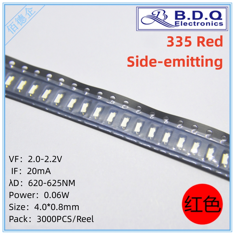 100ชิ้นไดโอดเปล่งแสงด้านข้าง335 LED แบบ SMD สีเหลืองสีเขียวมรกตสีเขียวสีขาวสีแดงสีฟ้าสีเหลืองสีส้มไฟ LED ด้านข้าง4008เปล่งแสง