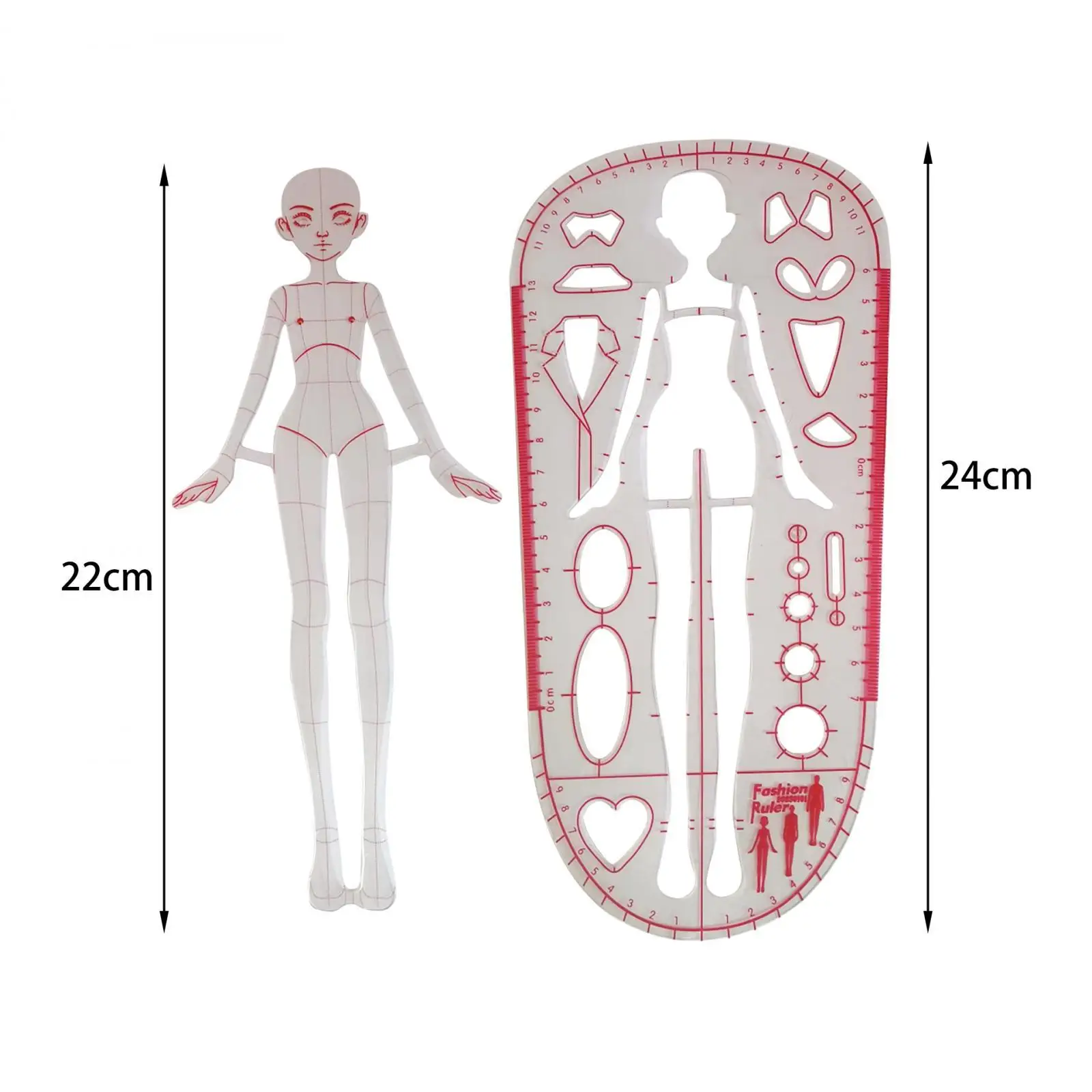 2Pcs Template Ruler Measuring Tool Sewing Humanoid Patterns Design Woman