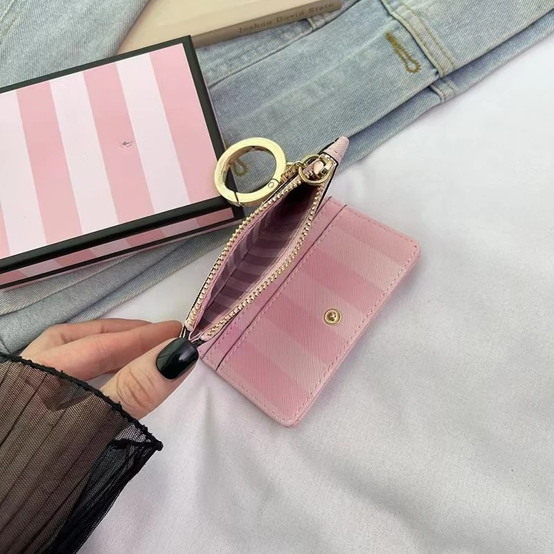 Nuevo Cartera con cremallera y tira rosa para mujer, bolso de mano con soporte para teléfono, sin caja