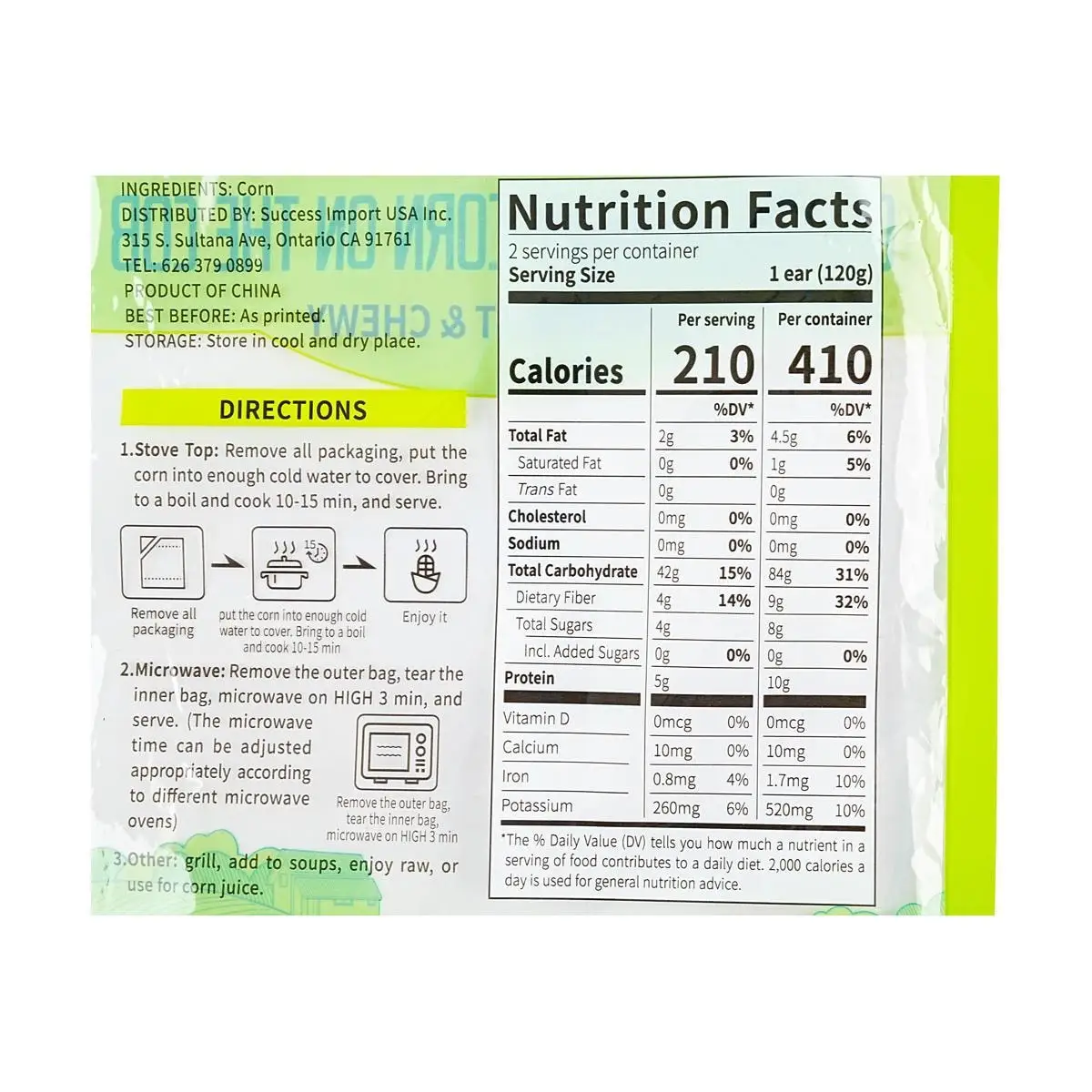 [7Packs] Jingnong Colored Waxy Corn on the Cob 14.1 oz*7Packs