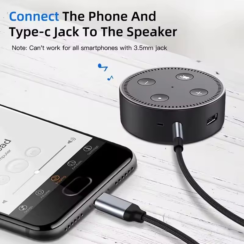 USB Type C to 3.5mm Jack Aux Audio Cable Car Speaker Adapter USB C Male to AUX Male Headphone Plug Converter for Xiaomi Samsung