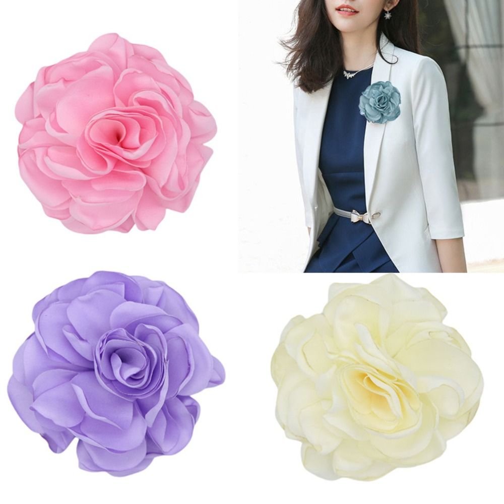 Mode Stoff große Rose Blume Brosche Stoff Kunst handgemachte Blumen Brosche Anstecknadeln Abzeichen Kleid Anzug Corsage Hochzeits feier Schmuck