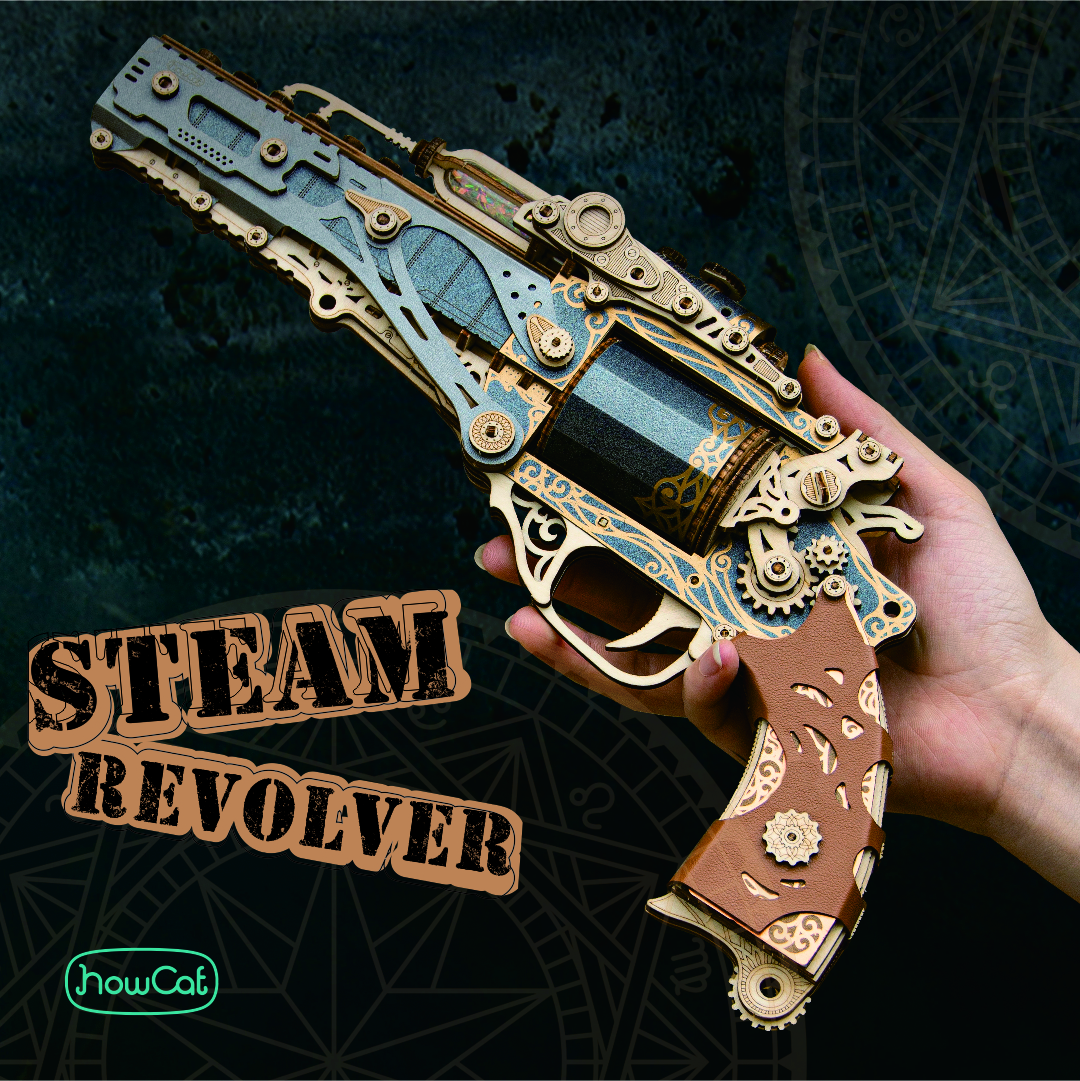 MMZ modèle bricolage 3D Puzzle en bois Revolver à vapeur assemblage modèle Kits jouets pour enfants enfants filles cadeau d'anniversaire