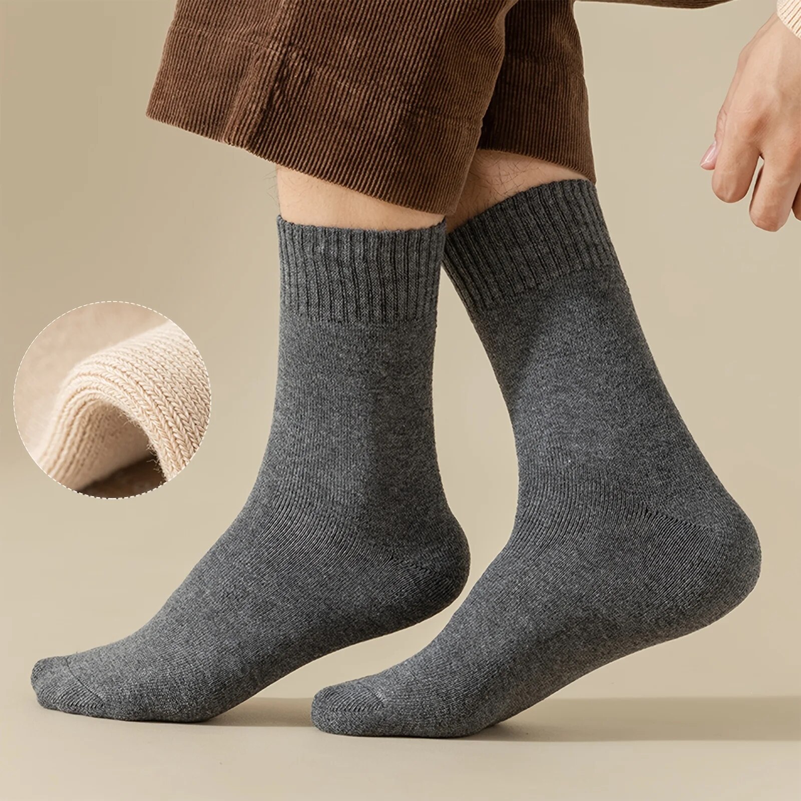 5 paia di calzini in spugna termica spessa da uomo per l'inverno a metà polpaccio per tutte le occasioni Business Leisure
