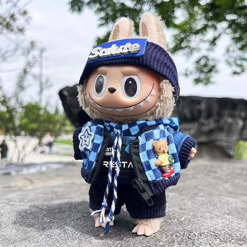 Ropa Mini Labubu de 17cm, Sudadera con capucha de felpa, mono de muñecas Idol, ropa para fanáticos, monos sin accesorios para muñecas para Corea, Kpop Exo