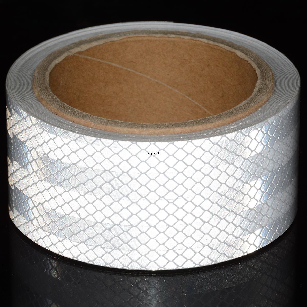 2''x17FT Reflective Strips Car Stickers PET Self-adhesive White Reflect Decal Light Reflector For Things Waterproof Bicycle Tape