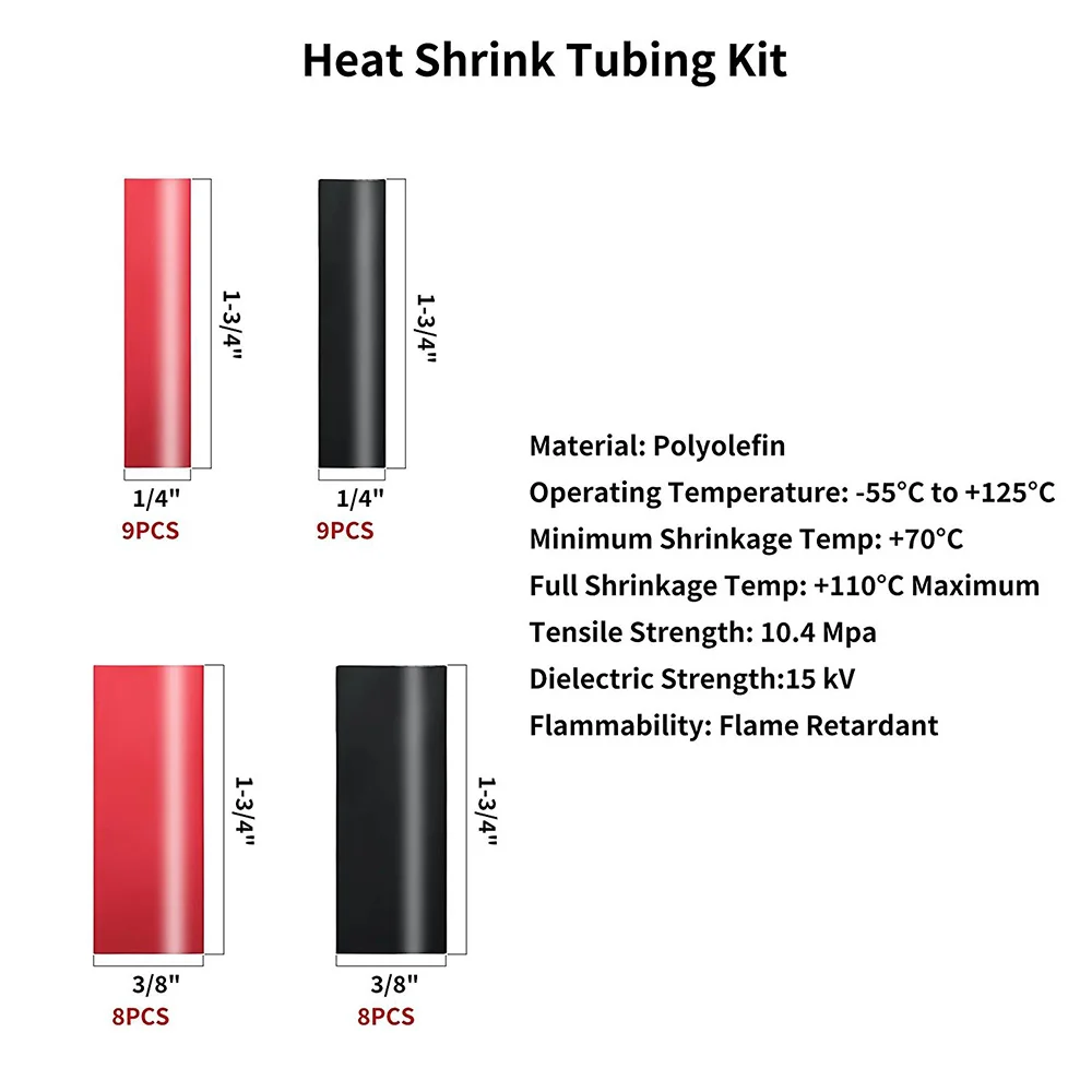 100pcs Copper Terminal Connectors, AWG 4 6 8 10 12 Ring Lug Kit With Shrink Tubing 50 Battery Cable Lugs, With 50 Shrink Tubing