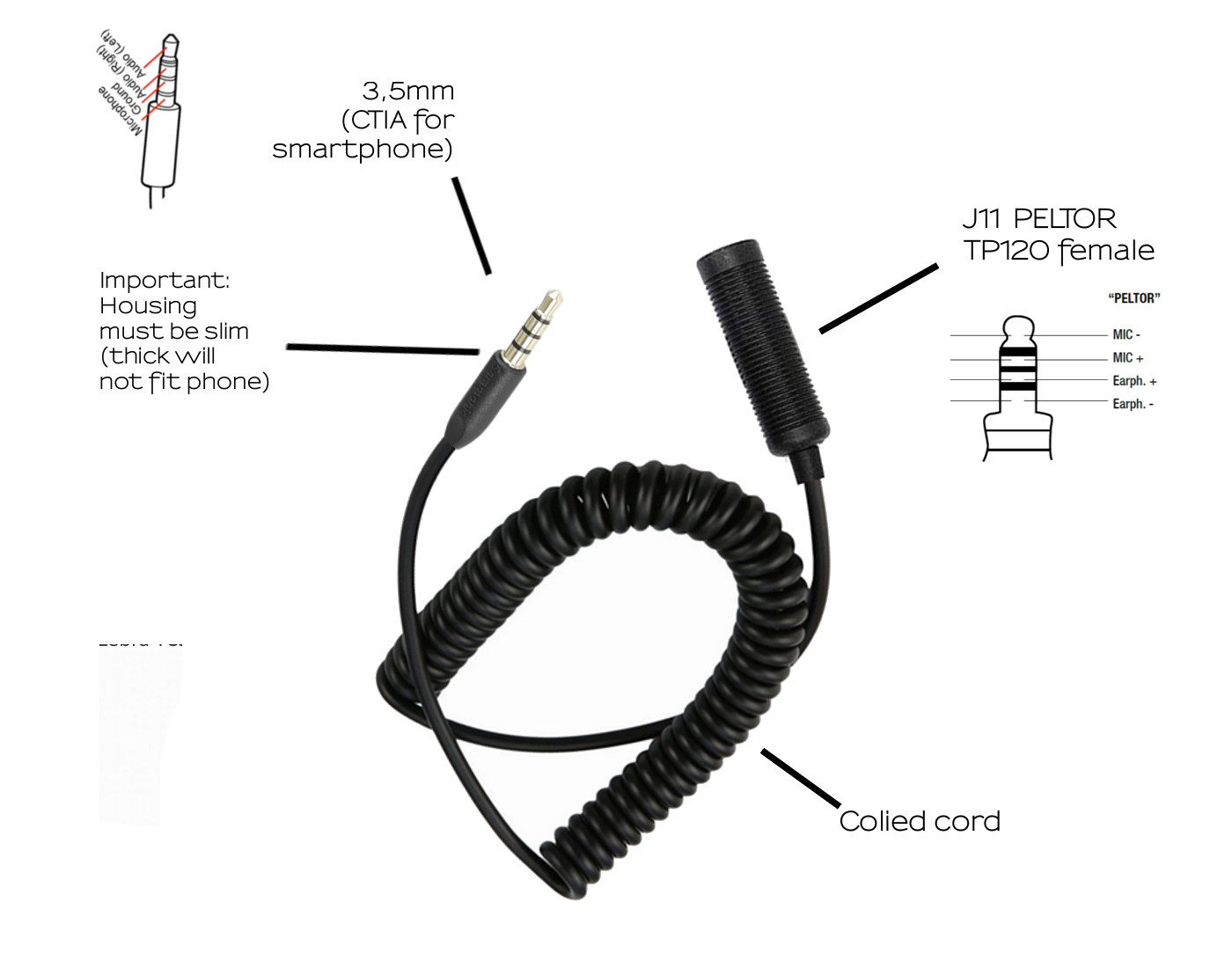 3.5Mm Điện Thoại Di Động Để U-174/U Z-Chiến Thuật Tca-Sky Peltor Cắm Tai Nghe Tai Nghe Cáp Nối Dài bền Ổn Định