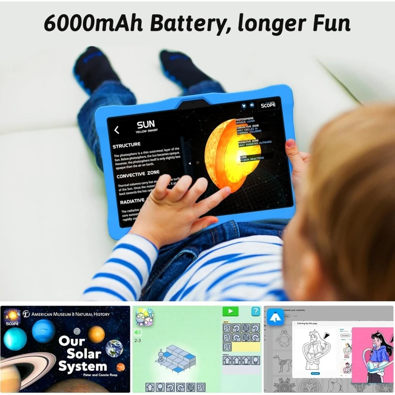 KST102SF 10.1 "Android12 แท็บเล็ตสําหรับเด็ก 3GB + 32GB T310 Quad-core 6000mAh 1280x800 IPS Dual Camera Type-C