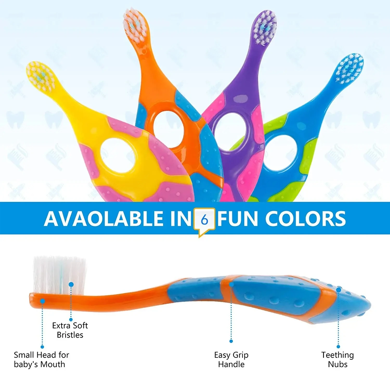 2 ชิ้น KidsToothbrush เด็กที่มีขนแปรงนุ่มแปรงสีฟันเด็กวัยหัดเดินปลอดสาร BPA การฝึกอบรมแปรงสีฟันฟันผลัดใบ