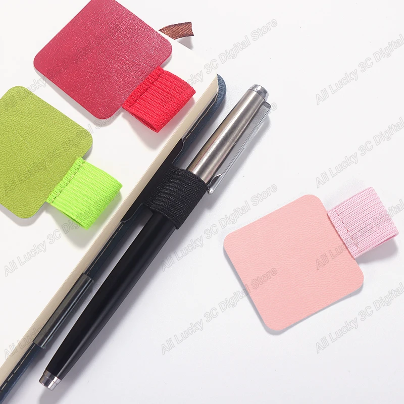 6-1pcs Pen Loops Pencil Holders Self-Adhesive PU Leather Pad for Stylus Pencil Books Notebooks Anti-lost Anti-fall Elastic Loops