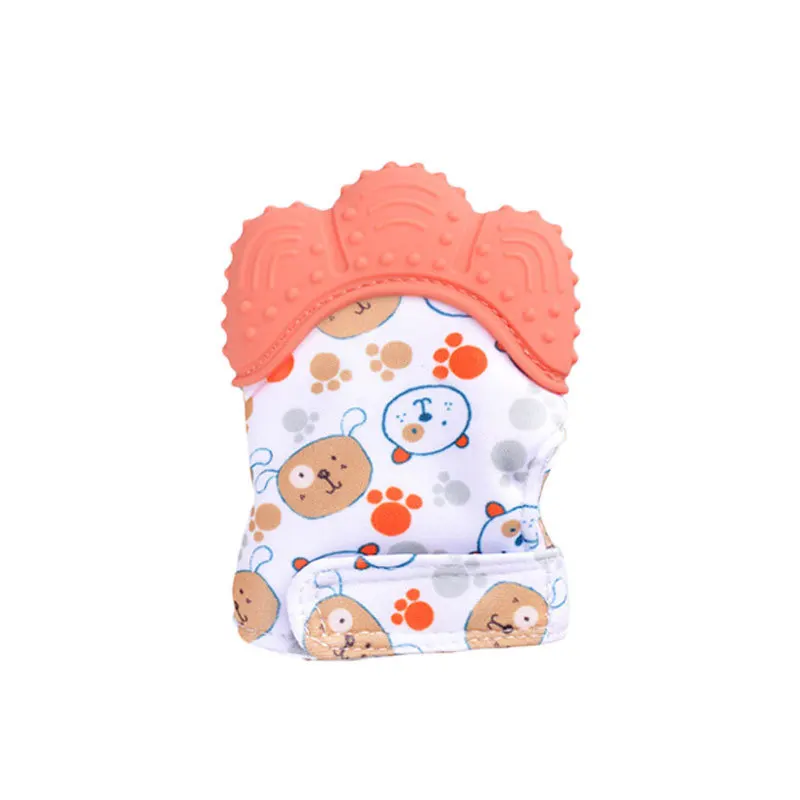 Cartoon Printed Children's Gloves Baby Teether Gloves For Babies Teethers Anti Eating Hand Teething Chewing Toy Baby Mittens