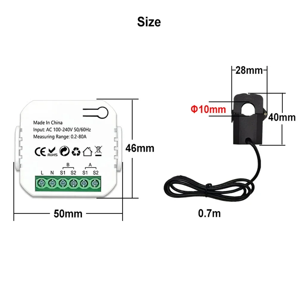 Tuya Wifi Intelligente Energie Meter Solar PV System Strom Produktion Verbrauch Bidirektionale Überwachung Meter APP Control CT