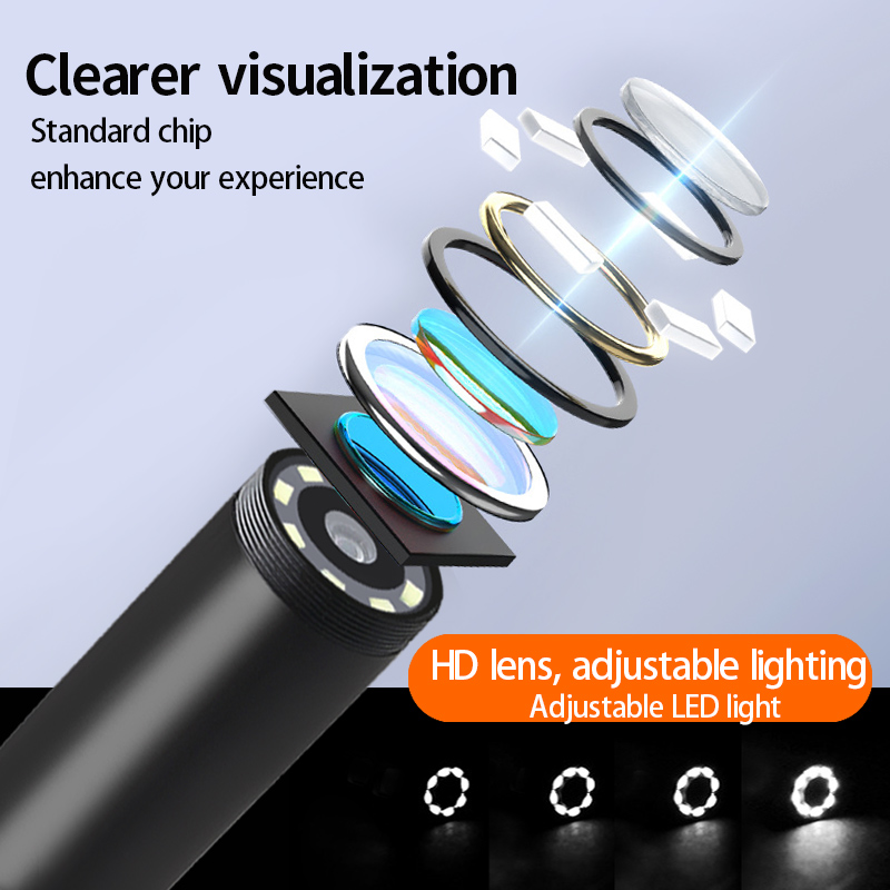 Câmera endoscópica industrial de lente dupla, vídeo digital de 4,3 polegadas, 8 mm, IP67, à prova d'água, câmera para tubo de drenagem de esgoto