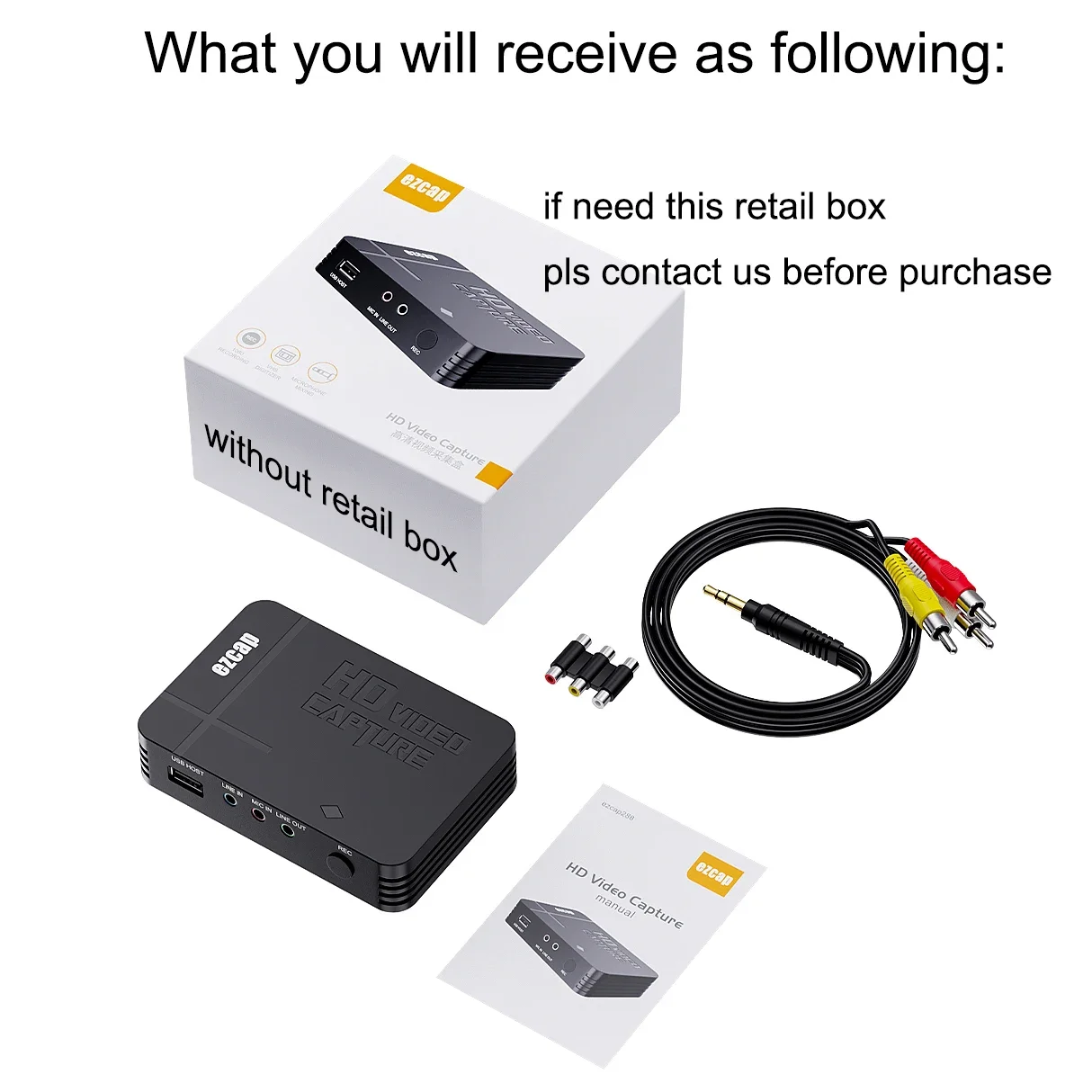 Ezcap288P HDMI AV видеозахват 1080P Циклическая запись аналогово-цифрового видеорегистратора сохранить на USB флэш-диск микрофон в линейку